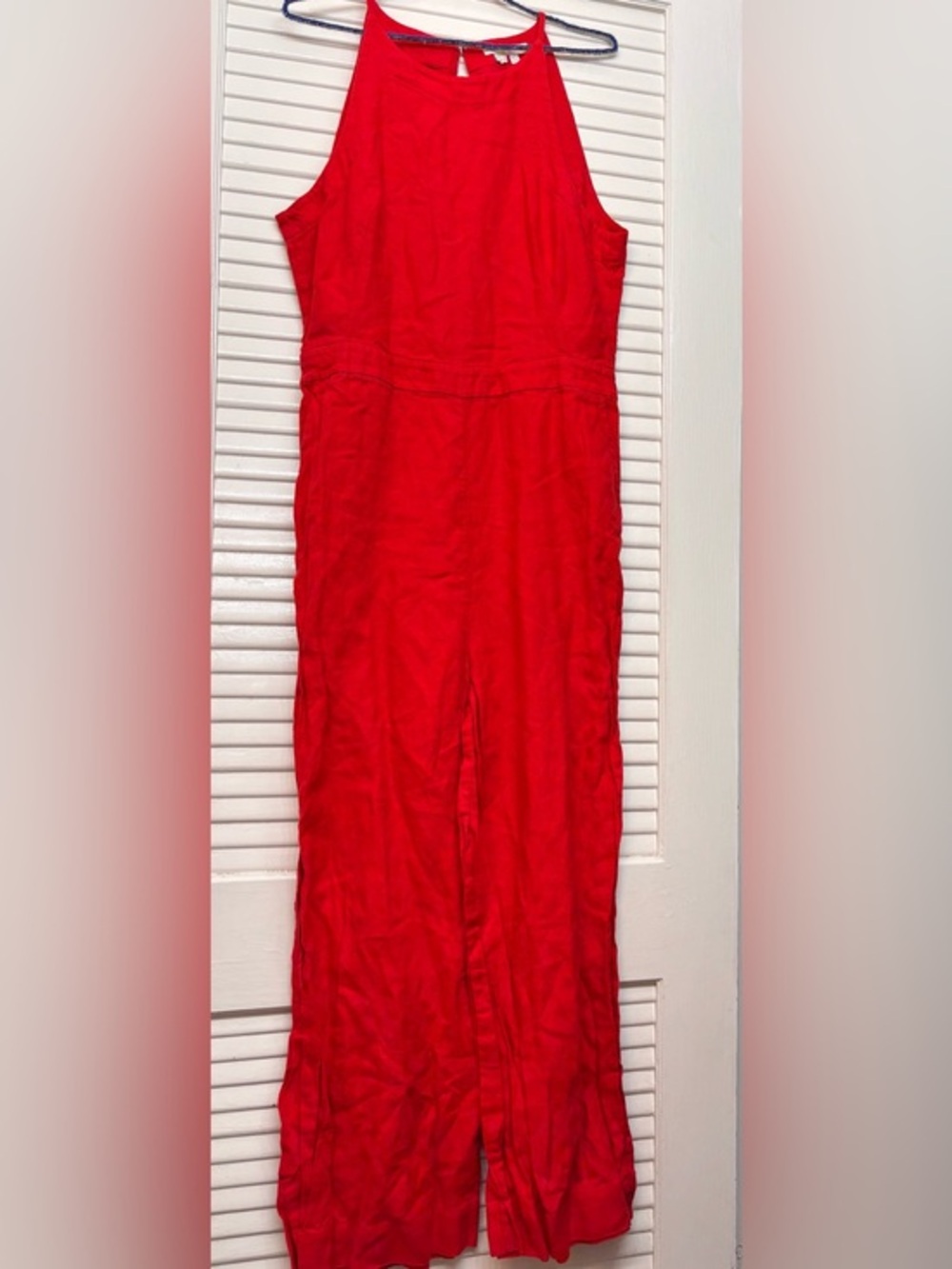Boden Sleeveless Linen-Blend Jumpsuit with Narrow Straps US 8T